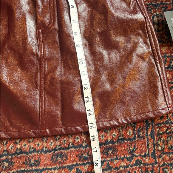 Lulu's Wine Faux Leather A-Line Mini Skirt - Picture 7 of 7